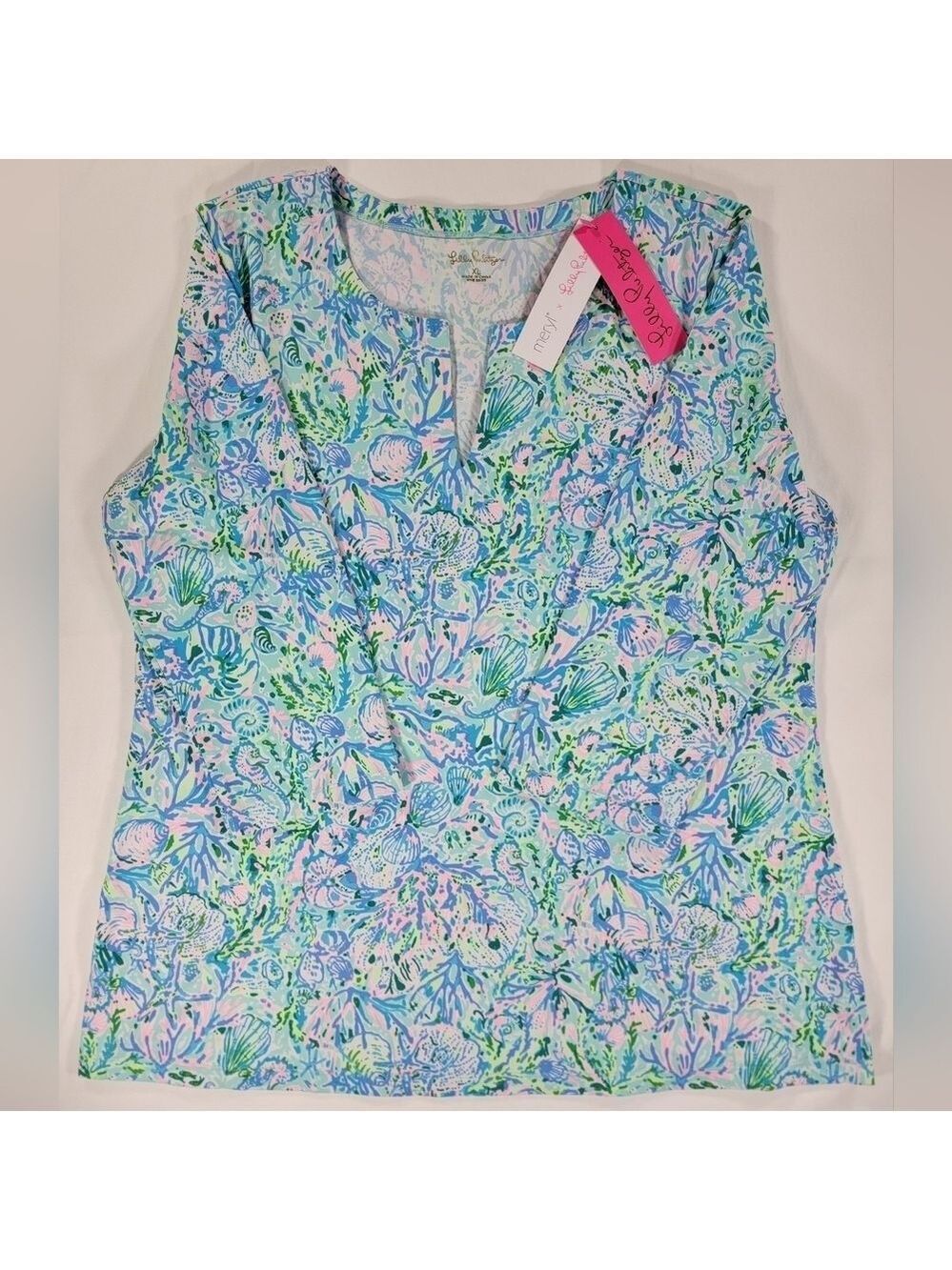 NWT Lilly Pulitzer Karina Tunic Surf Blue Soleil It On Me $168 UPF 50+ Stretch
